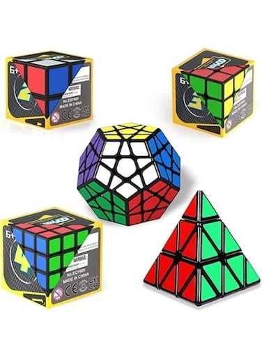 Generic 5 Pieces Magic Bundle Rubik's Speed Cube Set, 2x2x2 3x3x3 Pyramid Megaminx Skew Cube Smooth Sticker Cubes Collection Puzzle Cube Toy Gift For children kids adults