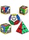 Generic 5 Pieces Magic Bundle Rubik's Speed Cube Set, 2x2x2 3x3x3 Pyramid Megaminx Skew Cube Smooth Sticker Cubes Collection Puzzle Cube Toy Gift For children kids adults