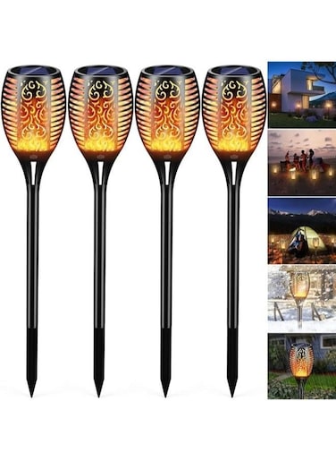 Generic 4 Pieces Solar Garden Torches Flame Light For Outdoor Use 33 LED Solar Lights With Flame Effect IP65 Waterproof Garden Lights For Gardens, Lawn, Pathway, Yard, Driveway