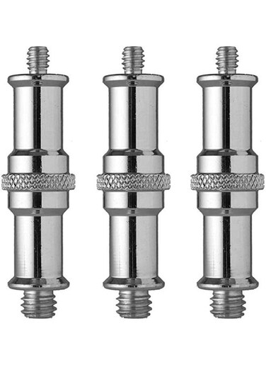 Generic 3 Pieces Standard 1/4 To 3/8 Inch Metal Male Converter Threaded Screw Adapter Spigot Stud For Studio Light Stand