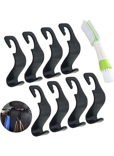 Generic 8 Pack Car Vehicle Seat Headrest Hook Hanger Organizer And 1 Piece Car Air Conditioner Brush