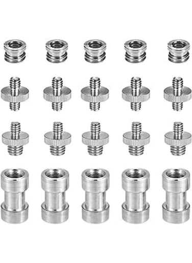 Generic 20 Pieces 1/4"-20 To 3/8"-16 Threaded Screw Adapter Converter Female Spigot Reducer Bushing Screw Mount Set For Camera Tripod Monopod Ball head Flash Light Stand Shoulder Rig