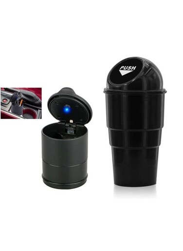 Generic Auto Travel Ash Holder With Blue LED Indicator And Mini Trash Bin For Car