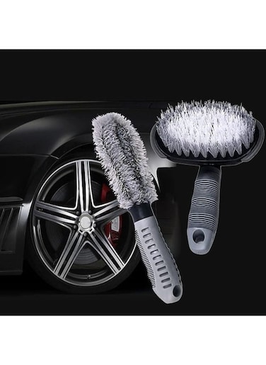 Generic 2 Pieces Steel And Alloy Wheel Cleaning Brush, Rim Cleaner, Tire Auto Truck Motorcycle Bike Wheel Brush Washing Hub Cleaning Tool For Your Car