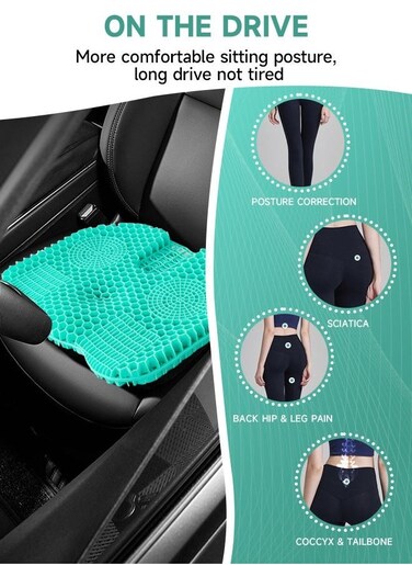 Generic Gel Seat Cushion With 3D Octagonal Honeycomb And dense Ring Design, Cooling Seat Cushion For Desk Home Car Wheelchair, Sciatica Tailbone And Back Pain Relief