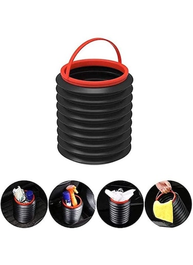 Generic Car Garbage Can With Lid, Small Foldable Car Trash Bin For Car Interior Outdoor Camping Fishing