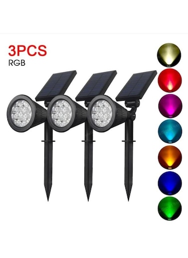 Generic 3 Pieces RGB Solar Lights Outdoor LED Ground Lawn Lamp Waterproof Outdoor Lights Landscape Spotlights Garden Decoration
