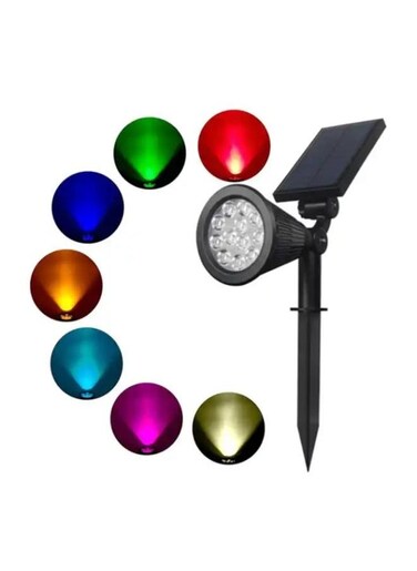 Generic RGB Solar Decorative Light Lawn Lamp Outdoor Ground Spotlight For Yard Patio Lawn With 12 LED Lights