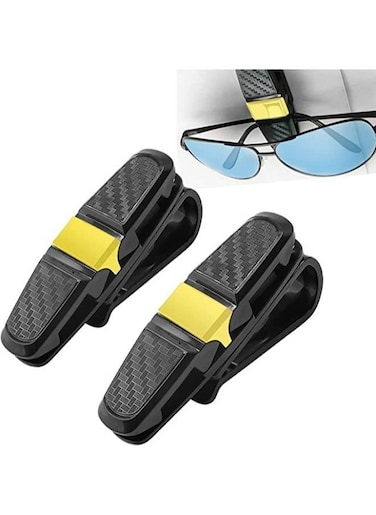 Generic 2 Pieces Sunglasses Holder Clip Hanger Eyeglasses Mount, Double-Ends Clip And 180 Degree Rotational Car Glasses Holder With Ticket Card Clip