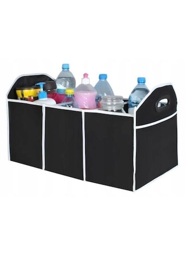 Generic Foldable Car Storage Bag Portable Insulation Cooler Bag Collapsible Vehicle Organizer Divider Storage Totes With 3 Compartment Cargo Tote