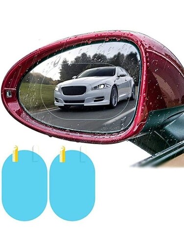 Generic 2 Pieces Car Rearview Mirror Film, Waterproof Rainproof Anti-Mist Anti-Glare Car Rearview Mirror Sticker Protective Film For Car, SUV, Van, Truck