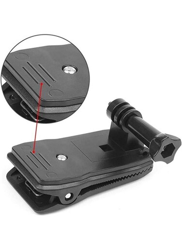 Generic 360&deg; Backpack Cap Hat Clip Clamp Mount With Long Thumb Screw Compatible With SJCAM, Yi, GoPro Hero 2 3 4 5 6 7 8 Action Camera