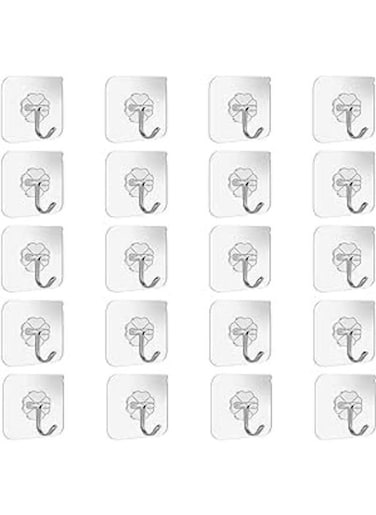 Generic 20 Pieces Adhesive Wall Hooks Transparent Strong Suction Hooks For Home Kitchen And Bathroom