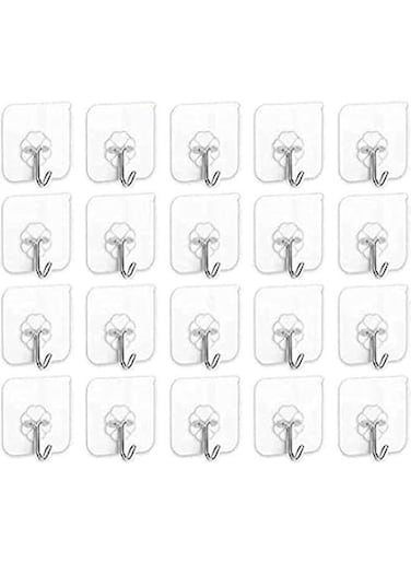 Generic 20 Pieces Heavy Duty Self-Adhesive Hook For Bathroom And Kitchen