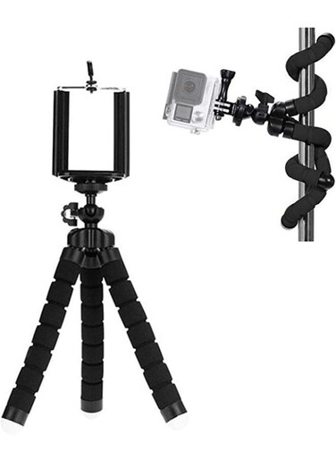 Generic Phone Tripod Stand Foam Protection Flexible Metal Phone Tripod 360 Degree Rotatable Extendable Tripod Stand