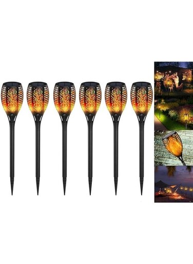 Generic Pack Of 6 solar lights For Outdoor Gardens With Realistic Flame Effect Waterproof Solar Lamp For the Outdoors Backyards Balconies Gardens Lawn Lighting