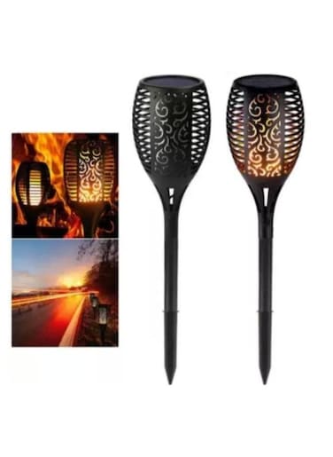 Generic 2 Pieces Solar Flame Light Dance Flame Outdoor Waterproof Garden Torch Lamp For Courtyard Garden Balcony