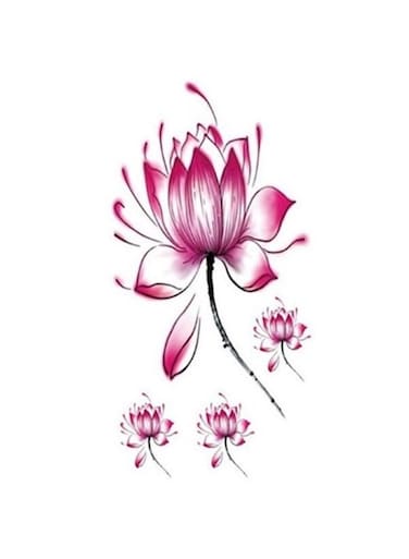 Generic Waterproof Lotus Pattern Tattoo Sticker Pink