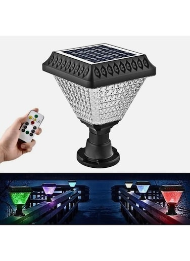 Generic 33 LED 10 Watt RGB Remote Control Waterproof Outdoor Solar Pillar Wall Gate Post