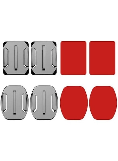 Generic 4 Pieces Flat &amp; Curved Helmet Mount Set With Strong Adhesive Sticker Compatible With GoPro Hero 9 8 7 6 5+ Yi 4K Action Camera