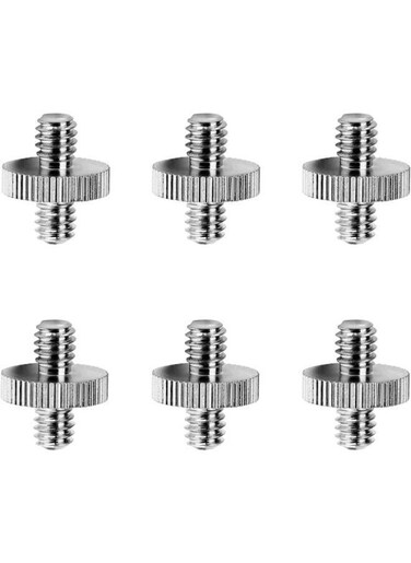 Generic 6 Pieces 1/4" To 1/4" Male Threaded Screw Adapter Double Head Stud Converter Compatible With Camera Cage Monopod Ball Head Light Stand