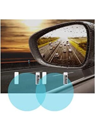 Generic 2 Pieces Round Car Rear View Mirror Anti Fog Rainproof Waterproof Protective Film