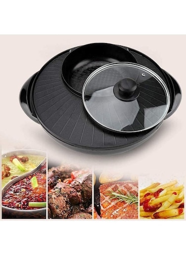 Generic 2 In 1 Electric ShabuShabu Hot Pot With Grill And BBQ Machine