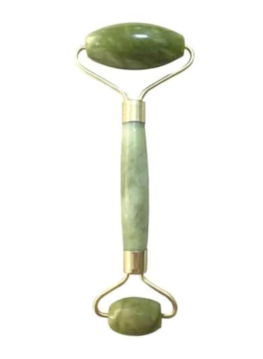 Generic Double Head Jade Face Massage Roller Green/Gold 14cm
