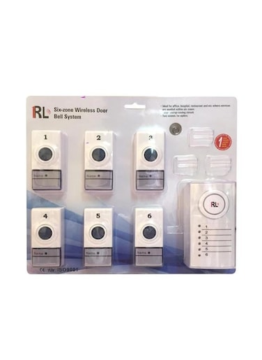 Generic 6-Zone Wireless Door Bell System With Push Buttons