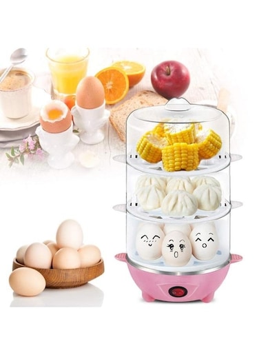 Generic Multifunctional 3-Layer Egg Boiler Electric Egg Steamer Maker Egg Cooker Rapid