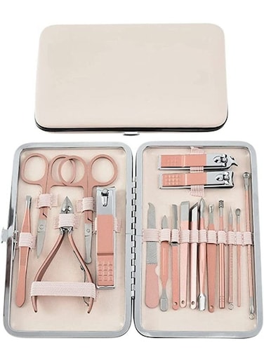 Generic Set 18 Pieces Manicure Set Stainless Steel Professional Nail Clippers Pedicure Tools For Hand Foot And Face Care