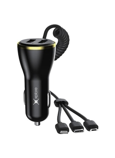 Generic Dual USB Car Charger With 3 In 1 Cable