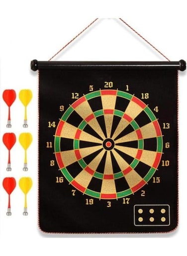 EasyLife Magnetic Dart Board Darts Double Sided Rollup Flocking Dartboards Darts Plate Of Safety Dart Safety Game Board For Indoor/Outdoor With 6 Darts