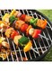Generic 10 Pieces Stainless Steel Kebab Skewers For Grilling Barbecue Skewers With Nonslip Wooden Handle