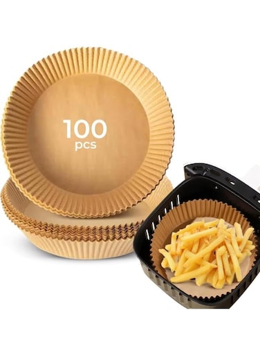 Generic 100 Pieces 16Cm Round Disposable Parchment Paper, Non-Stick Air Fryer Disposable Paper Liner For Air Frying, Baking, Roasting Microwave