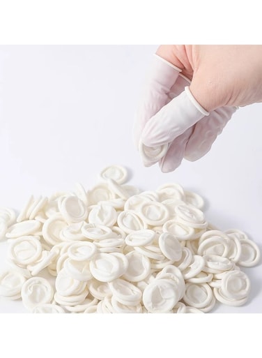 100 قطعة من أغطية الأصابع المصنوعة من اللاتكس السميك المقاوم للتآكل والمانع للانزلاق، للاستخدام مرة واحدة، مناسبة لأغراض التجميل، وإزالة حب الشباب، والتعبئة، وتناول الوجبات الخفيفة، وفن الأظافر