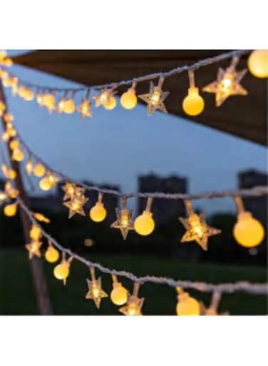 أضواء سلسلة LED عامة بطول 10 أمتار، على شكل نجوم ونجوم دائرية معلقة، أضواء خرافية لتزيين المنزل، مزودة بـ 40 مصباح LED