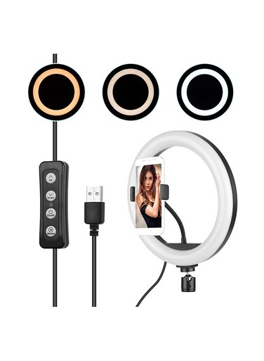 Generic 10W Dimmable 2700-5500K Color Temperature LED Ring Light Black/White