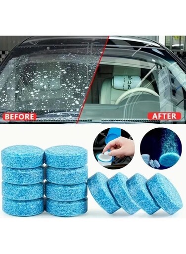 Generic 12 Pieces Windshield Washer Tablets Windshield Wiper Fluid Concentrated Glass Water Clean Tablets Solid Effervescent Window Washer Fluid