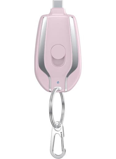 Generic 1500mAh Type-C Mini Power Emergency Pod, Keychain Portable Charger, Ultra-Compact External Fast Charging Power Bank Battery Pack, Key Ring Cell Phone Charger