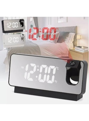 ساعة منبه رقمية LED قابلة للدوران 180 درجة، مزودة بشاشة مرآة LED مقاس 7.2 بوصة، قابلة لتعديل شدة الإضاءة، مع خاصية الغفوة، ومنفذ شحن USB، مناسبة لغرفة النوم والمنزل والمكتب.