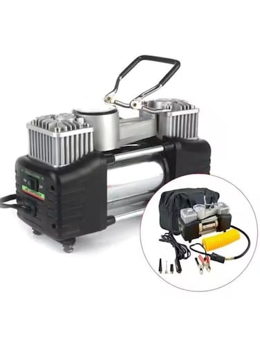 ضاغط هواء سيارة ثنائي الأسطوانات 12 فولت، ضغط أقصى 200 رطل لكل بوصة مربعة، مضخة هواء محمولة لنفخ إطارات السيارات وسيارات الدفع الرباعي