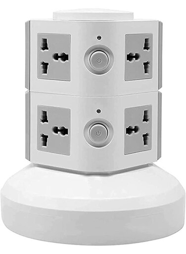 Generic 2 Layer Multi Socket 220V Tower Extension Electrical Outlet Lead With USB Ports 3M Cord And Uk-Plug Power Strip Multi Charging Station