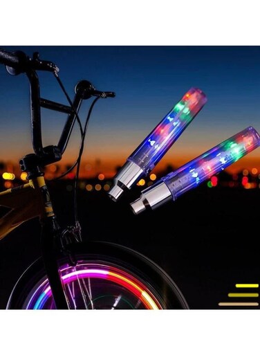 Generic 2 Pieces Colorful Bicycle Wheel Tire Valve Cap Light, Spoke Neon Light Lamp LED Flashlights