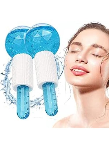 Generic 2 Pieces Facial Roller Cold Skin Massager Crystal Glass Ball For Redness Soothing Face Wrinkle Remover Beauty Care Tool