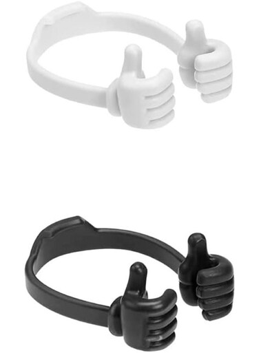 حامل هاتف عام مكون من قطعتين، حامل هاتف ذكي يُثبّت بالإبهام، حامل عالمي، حامل يد للهاتف المحمول أو الجهاز اللوحي، حامل مريح للهاتف الذكي أو الجهاز اللوحي، حامل عادي