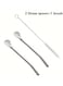 Generic 2 Pieces Straws With Filter Spoon Stainless Steel Straw Set Juice Spoon Yerba Mate Tea Coffee Cocktail Mixer Spoon With 1 Cleaning Brushes