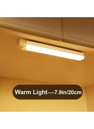 شريط إضاءة LED لاسلكي بمستشعر حركة بطول 200 مم، مزود بمستشعر حركة لاسلكي، مناسب للخزائن، مع مصباح ليلي قابل لإعادة الشحن عبر USB مغناطيسي لاسلكي.