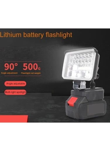 مصباح عمل LED فائق السطوع قابل لإعادة الشحن، يعمل ببطارية ليثيوم 21 فولت وطول 5 بوصات، مناسب للتخييم