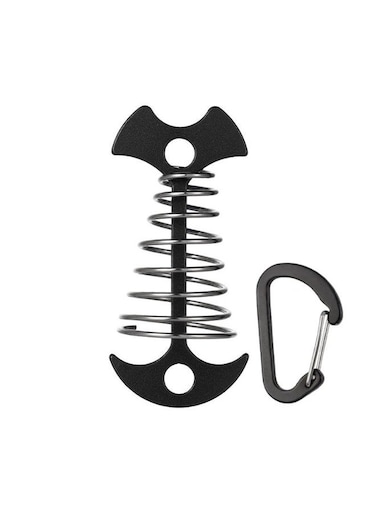 Generic 2 PCs Outdoor Camping Awning Tent Accessories Fishbone Ground Stakes + Spring Hooks Special Fishbone Stakes With Plank Clamps For Guy Line Fixing, Black